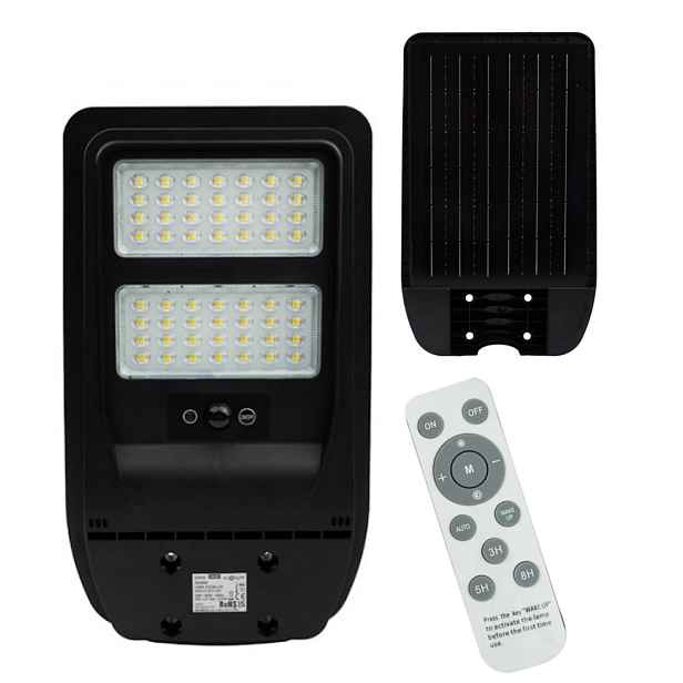 Solární Led pouliční lampa Economy 100W Mikrovlnný pohybový senzor 4000K IP65