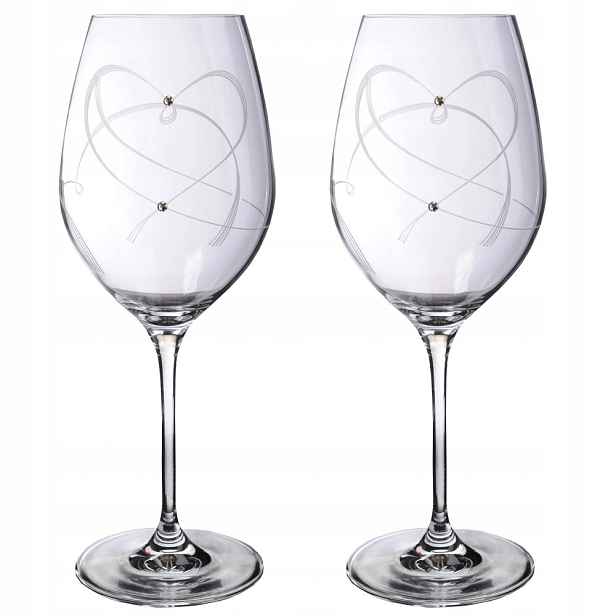 Srdce sada 2 ks sklenic na víno s krystaly Preciosa 470 ml