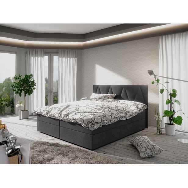 Manželská postel 160x200 s úložným prostorem STIG 3 - šedá