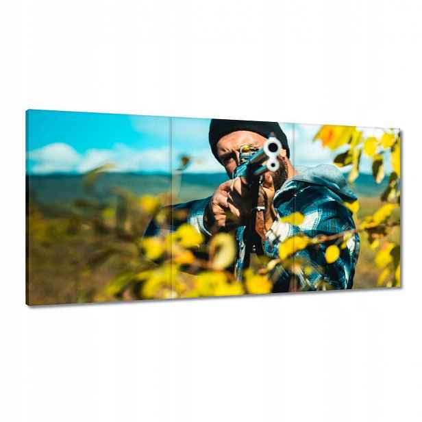 Obrazy 180x90 Myslivec s puškou les