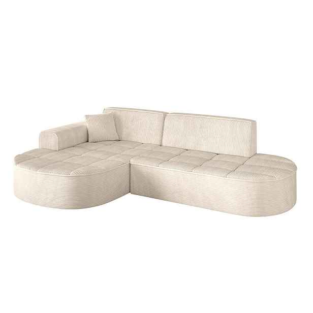 ALTDECOR ROHOVÁ SEDAČKA s otomanem, levá TARO-L1 243x171x79,5 Béžová Manšestr