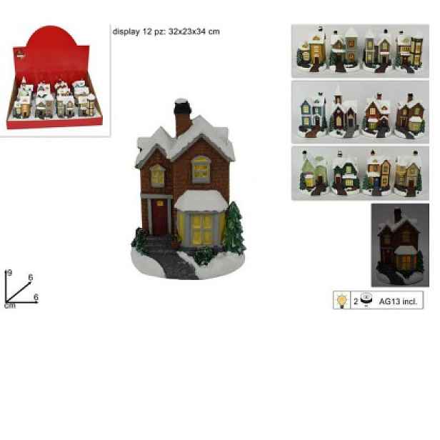 PROHOME - Domek vánoční 6x6x9cm LED různé druhy