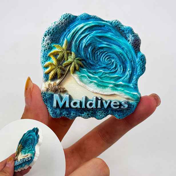 TEMU 1 ks Maldivy Národní krajinné prvky, Slunce modrá slza, 3D stereoskopický kreativní prémiový smyslový úlevový pryskyřičný řemeslný vynikající