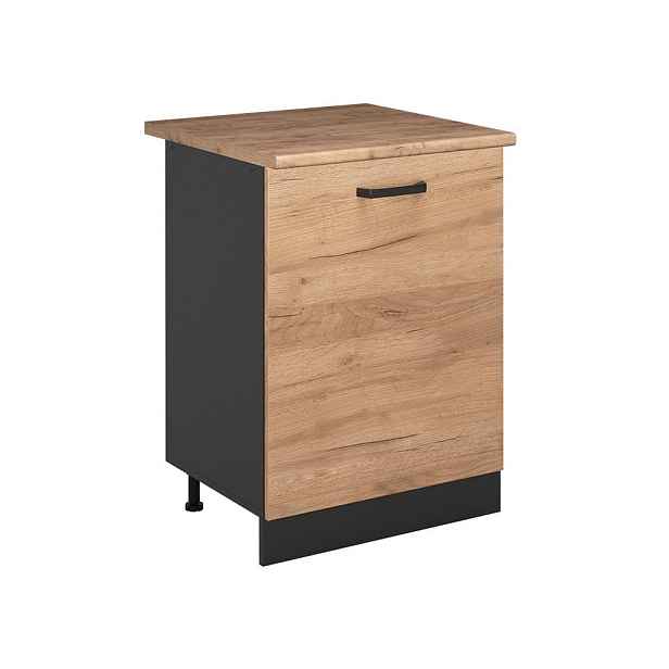 Vicco SPODNÍ SKŘÍŇKA KUCHYŇSKÉ LINKY R-Line, Zlatý mocný dub/Antracit, 60 cm s 1 dveřmi pracovná doska Dub Goldkraft