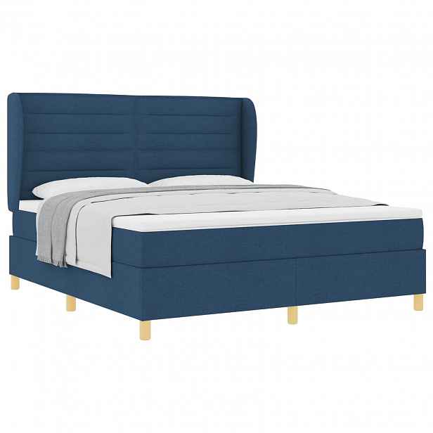 vidaXL Postel s boxspringem s matrací s čelo Modrá 200 x 180 cm textil