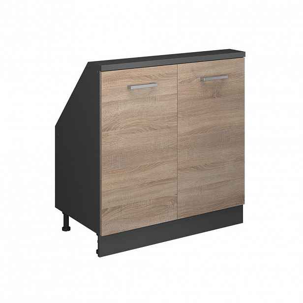 Vicco KUCHYŇSKÁ SKŘÍŇKA POD ŠIKMOU STŘECHU R-Line Sonoma 80 cm se 2 dvířky