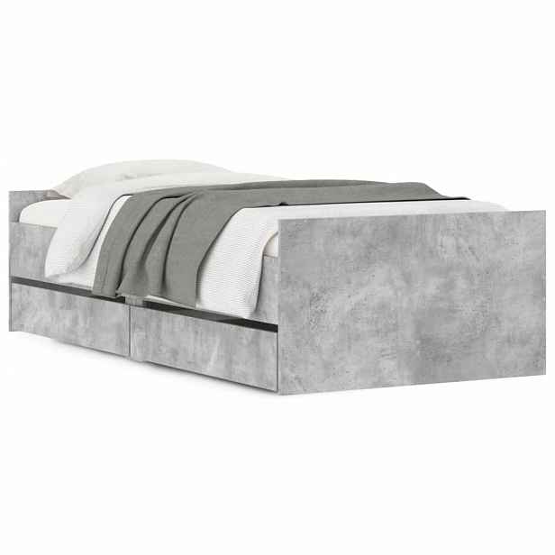 vidaXL Rám postele se zásuvkami betonově šedý 75 x 190 cm Small Single