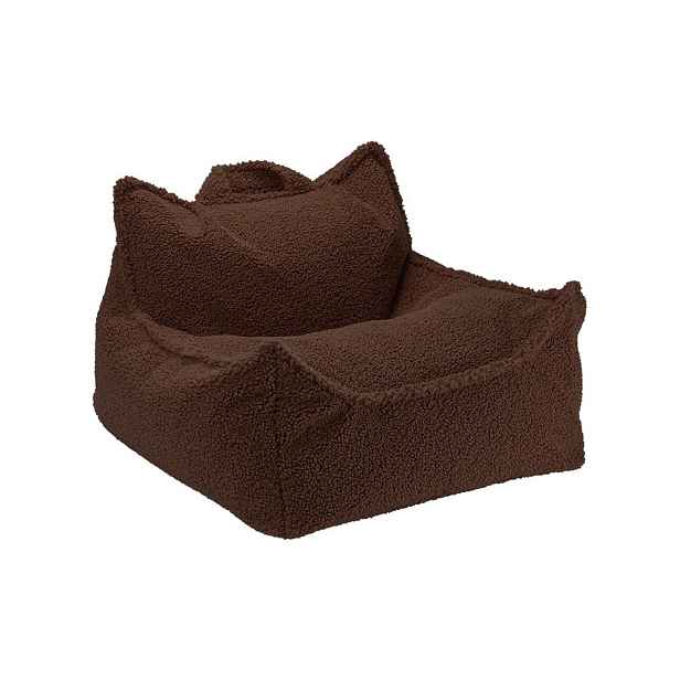 Tmavě hnědý dětský sedací vak z textilie bouclé Warm Hazel – Wigiwama