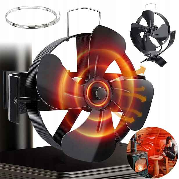Krbový Ventilátor 4-LOPATKOVÝ, Tepelný Ventilátor Na Dřevo Bez Elektřiny
