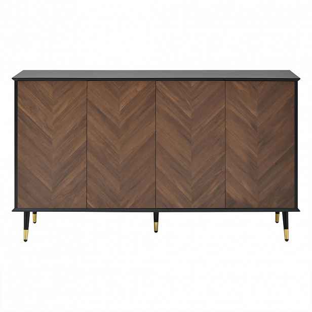 Urban Meuble SIDEBOARD se 3 dvířky v dekoru ořech a zlatými akcenty
