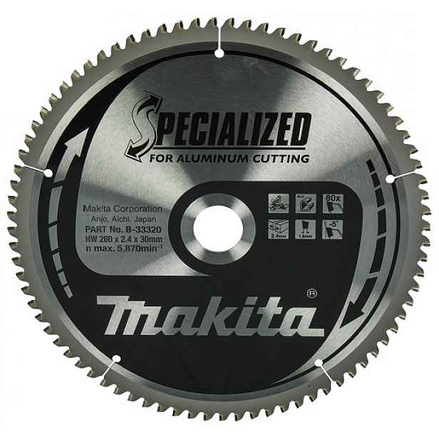 kotoučová pila na hliník, 260/30 mm, 80 zubů, Makita [B-33320]