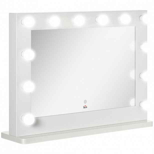 HOMCOM ZRCADLO HOLLYWOOD 80 x 60 cm Kosmetické zrcadlo s LED osvětlením, dotykový spínač