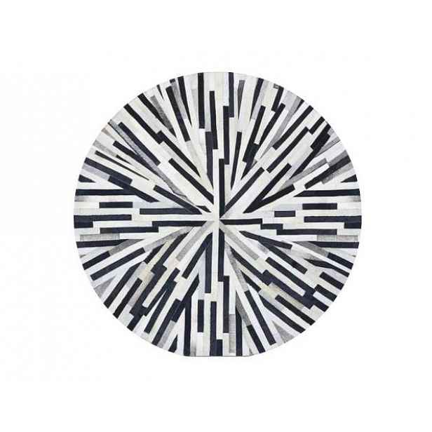 Luxusní kulatý koberec KŮŽE Typ8, patchwork, 200x200 cm