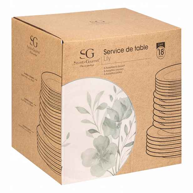 Porcelánové Nádobí Pro 6 Osob 18 Kusů Talíře 27 CM 19 CM 20 CM