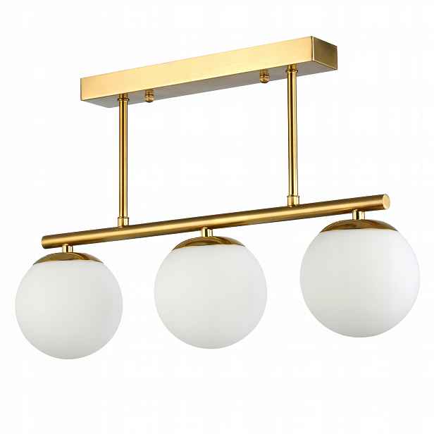 Závěsné stropní svítidlo lustr skleněná koule 3x e27 Loft 47 cm zlatá bílá