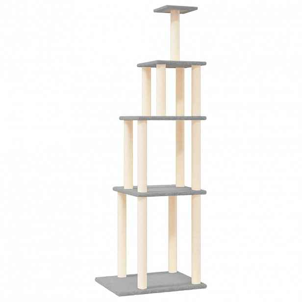 vidaXL Škrabadlo pro kočky se sisalovými sloupky světle šedé 183 cm