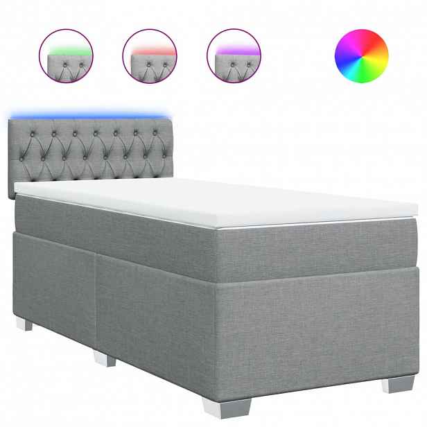 vidaXL Box spring postel s matrací světle šedá 80 x 200 cm textil