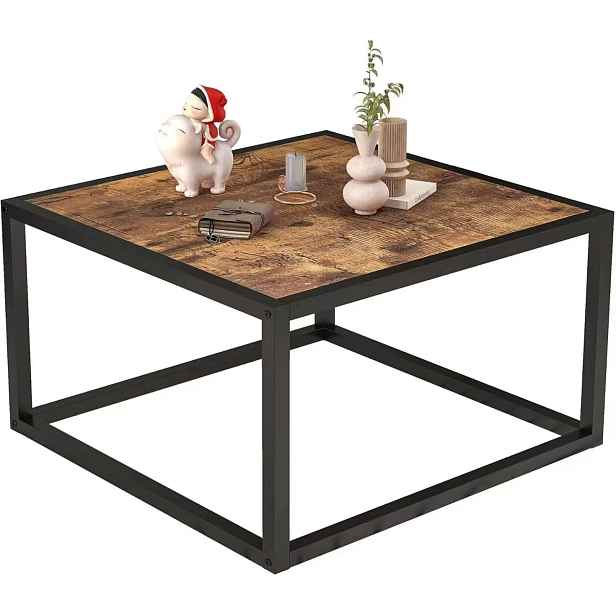 Kávový stolek Čtvercový, Loft, Hnědá/Černá, 80 cm x 50 cm x 80 cm