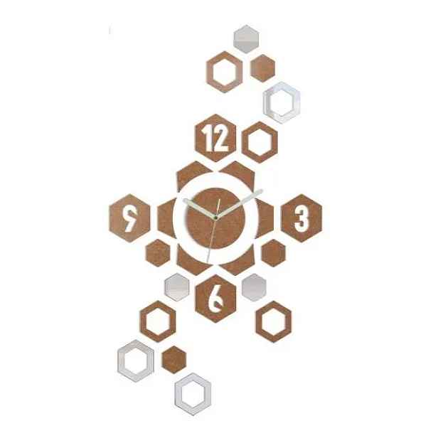 ModernClock 3D nalepovací hodiny Hexagon měděné
