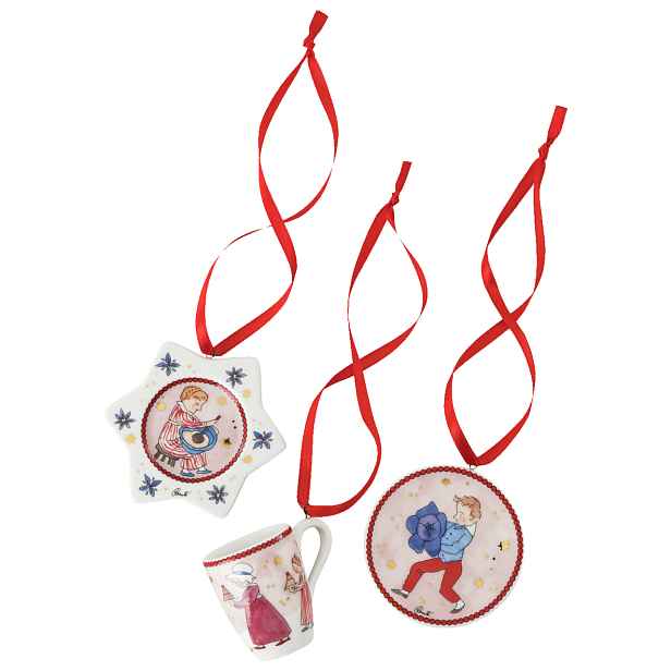 Rosenthal Vánoční set 3 porcelánové mini ozdoby, Vánoční hostina, 6 cm 02485-727522-28673