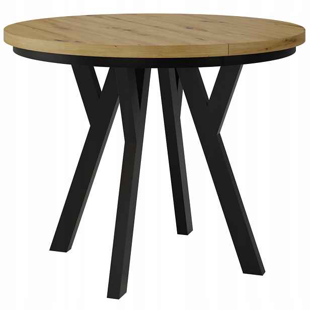 Stůl kulatý Dub Artisan rozkládací s maskovací deskou 100/200 kuchyně obývací pokoj