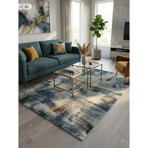 Koberec do obývacího pokoje 160 x 230 cm, vícebarevný, měkký vlas, plyšový