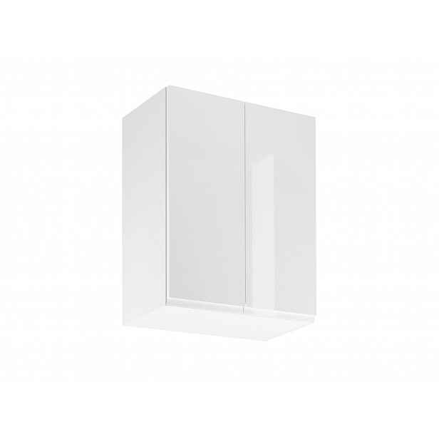 Horní dvoudveřová skříňka ARBOR - šířka 60 cm, lesklá bílá / bílá