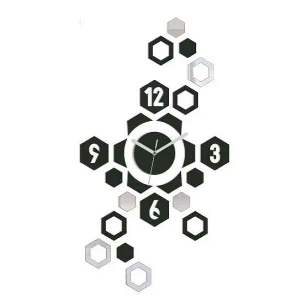 ModernClock 3D nalepovací hodiny Hexagon wenge