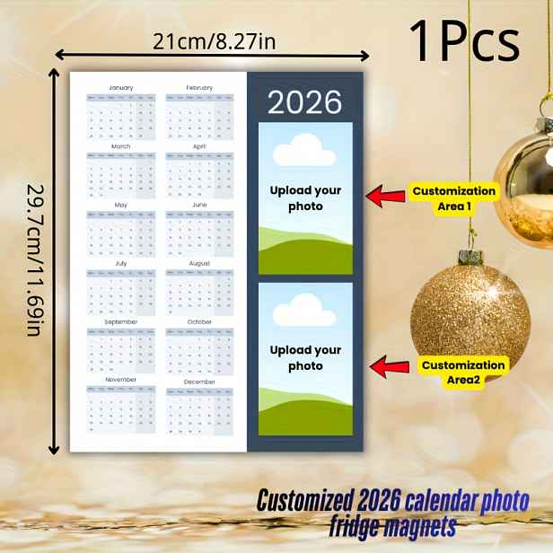 TEMU Fotokalendář na lednici 2026 s vlastním designem, 21x29,7 cm, měsíční magnetický kalendář na lednici, vlastní rodinná památka, personalizovaný