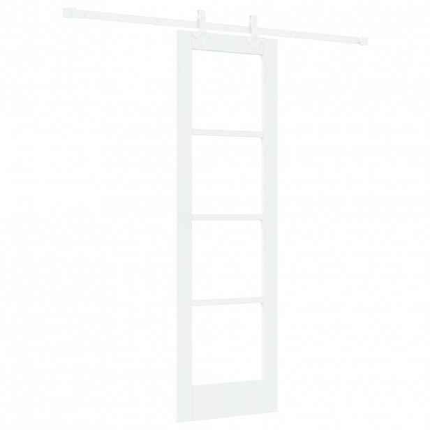 vidaXL Posuvné dveře 61 x 198,5 cm Masivní borové dřevo a sklo Bílá