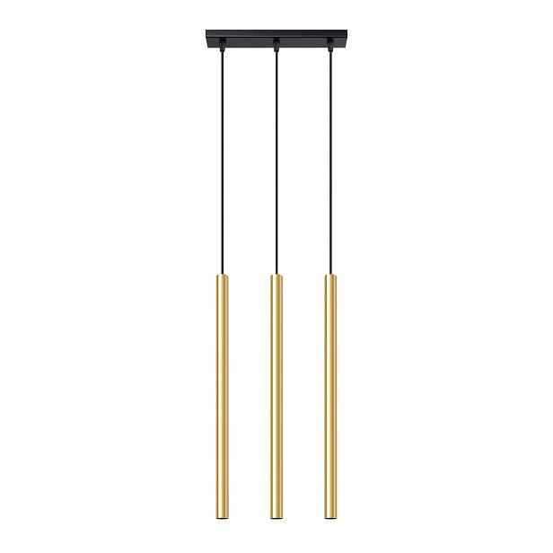 Sollux Závěsná lampa trojitá černá zlatá tuba 50 cm nad stůl ostrov bar
