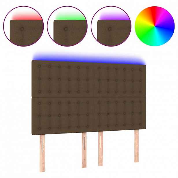 vidaXL Čelo postele s LED tmavě hnědé 144x5x118/128 cm textil