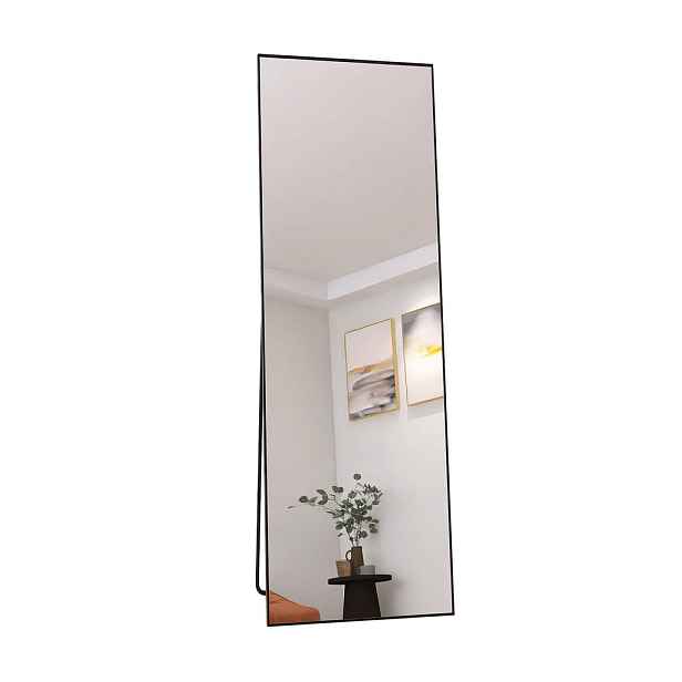 STOJACÍ zrcadlo 165x60 cm – Volně stojící a nástěnné, hliníková slitina, černá