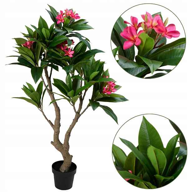 Umělý Stromek rostlina Frangipani Růžový Květ 150 cm v květináči dekorace