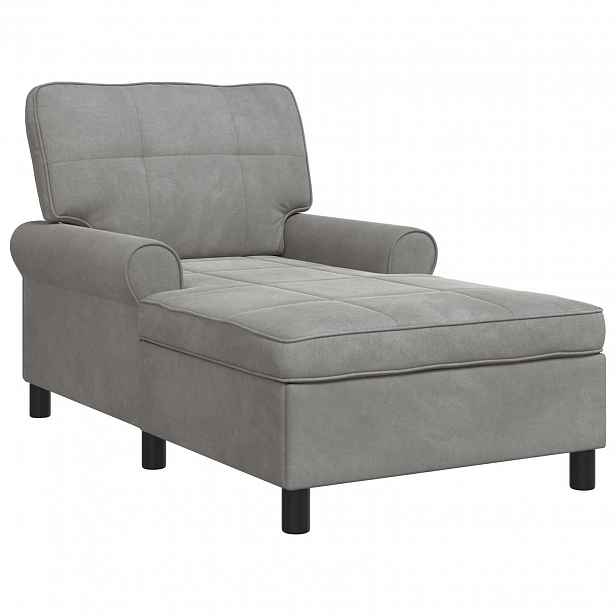 vidaXL Chaise Lounge s polštářem Světle šedá 91 x 157 x 91 cm samet