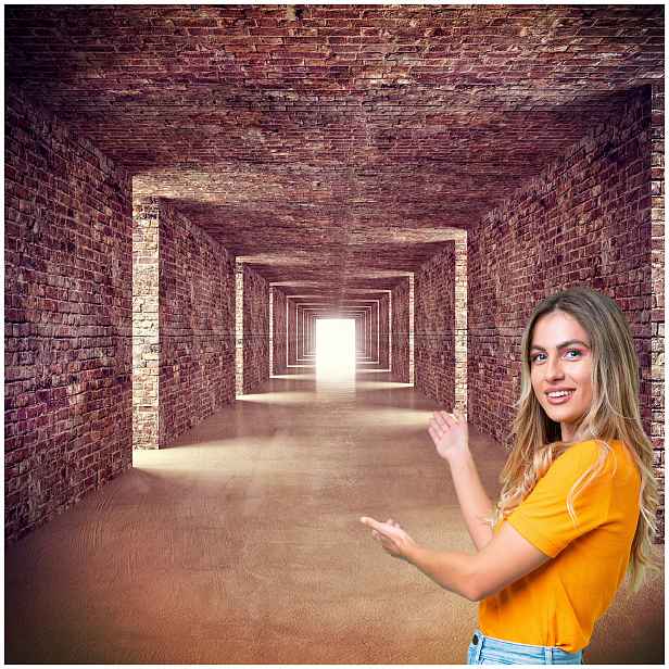 Fototapeta 3D Tunel Chodba Cihla 294x260 TUN02W