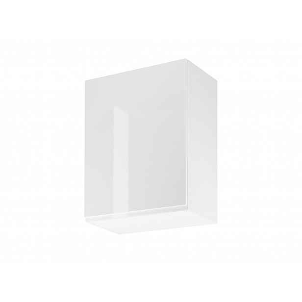 Horní kuchyňská skříňka ARBOR - šířka 60 cm, lesklá bílá / bílá, levé provedení