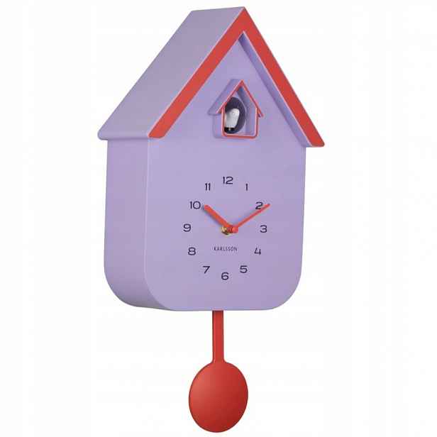Nástěnné hodiny s kukačkou fialové, moderní do obývacího pokoje Dupla Color Cuckoo
