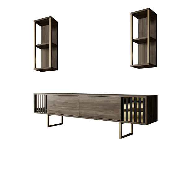Televizní stolek s policemi Linie Walnut and Gold