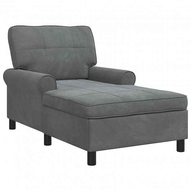 vidaXL Chaise Lounge s polštářem Tmavě šedá 91 x 157 x 91 cm samet
