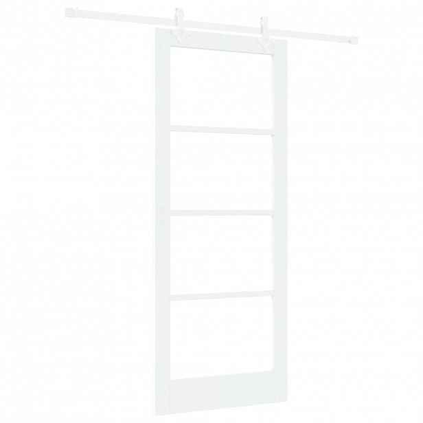 vidaXL Posuvné dveře 83 x 202 cm Masivní borové dřevo a sklo Bílá