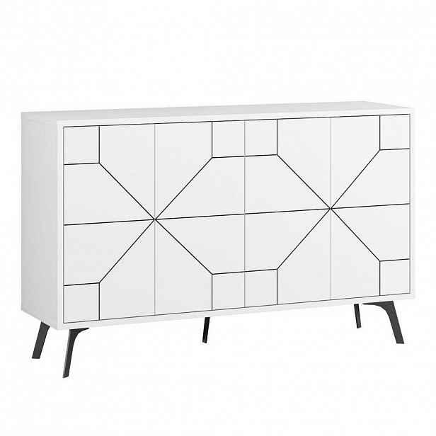 Calicosy 4DVEŘOVÁ zdobená příborník, šířka 123 cm - DUNE
