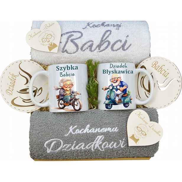 Velký Set Pro Babičku Dědečka Na Den Ručníky Hrnečky Magnety Dědečkům Koš