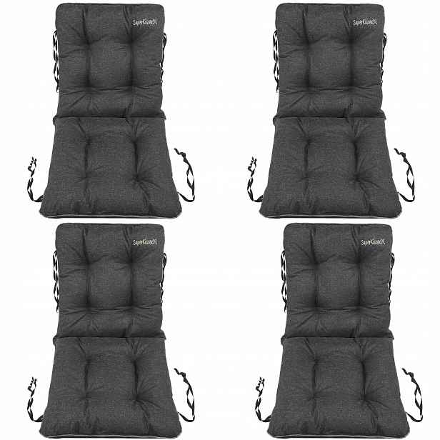 Polštář na židli 48x48x48 černý len 4ks set