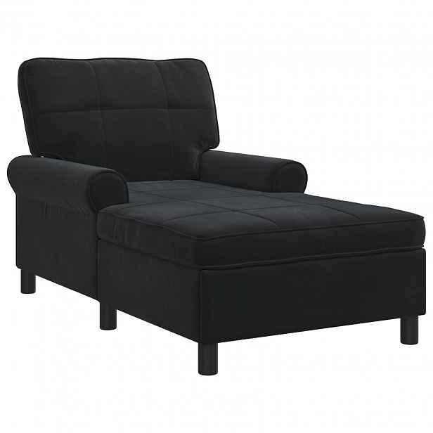 vidaXL Chaise Lounge Černý samet 91 x 157 x 91 cm