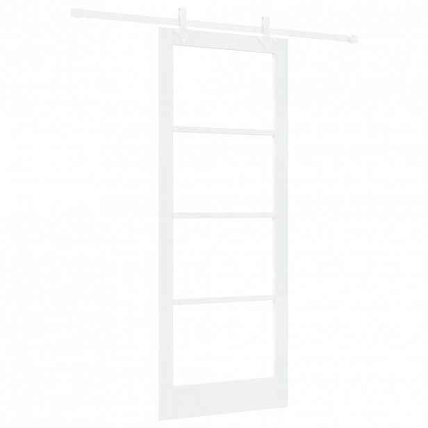 vidaXL Posuvné dveře 83 x 211 cm Masivní borové dřevo a sklo Bílá