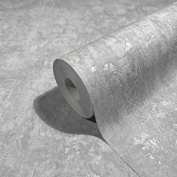 Šedá tapeta s omítkovým efektem betonu s perleťovým vinylovým stylem loft tapety