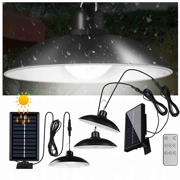 Set 2x Závěsný Lustr Solární Lampa Led Ovladač