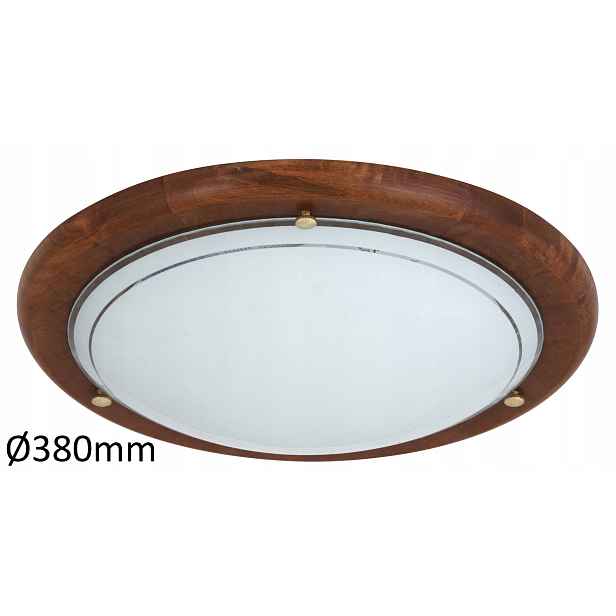 Stropní Svítidlo Rabalux Ufo 5427 Kulatý ze dřeva, E27, 38 Cm, Dub, Opalované Sklo