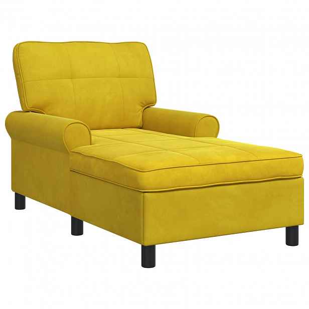 vidaXL Chaise Lounge s polštářem Žlutá 91 x 157 x 91 cm samet